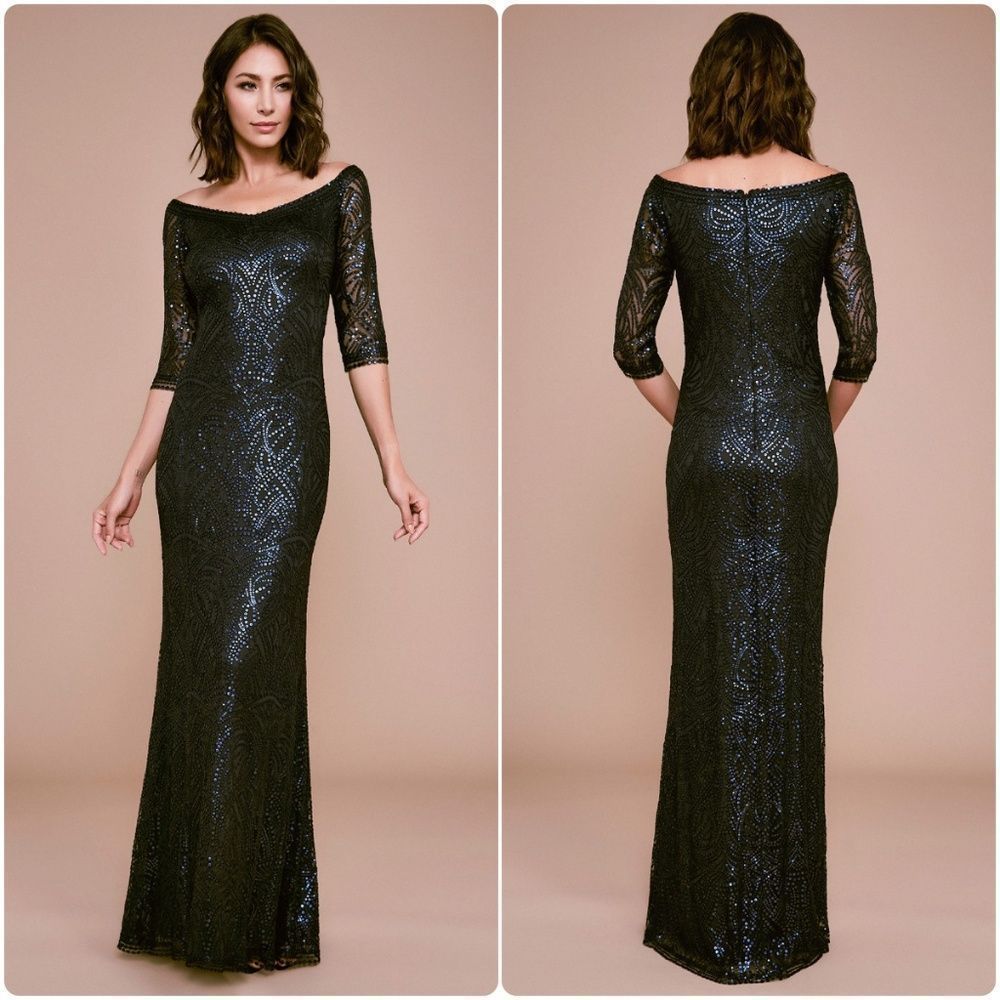 Tadashi Shoji Sequin Off the Shoulder Evening